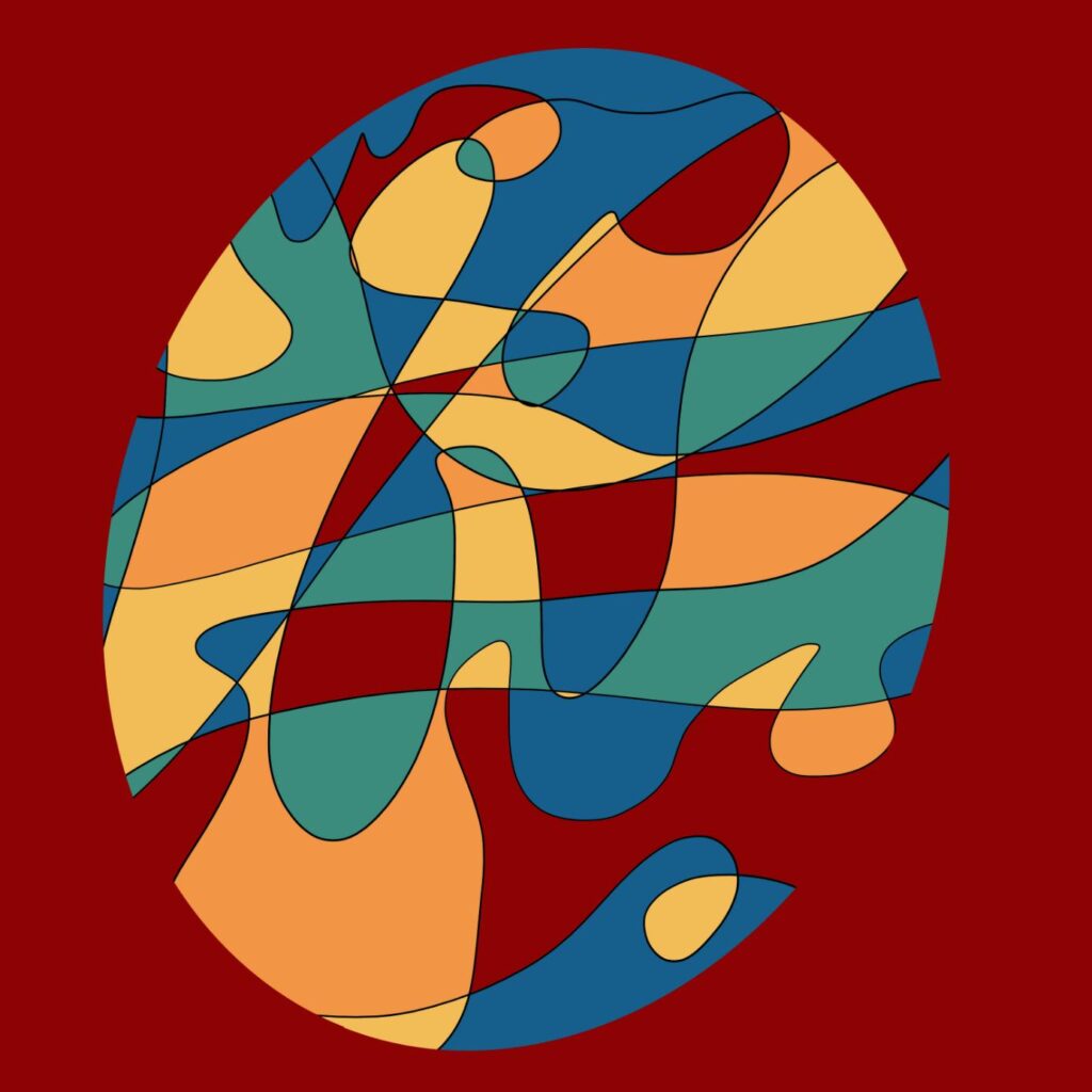In kleur uitgebalanceerde abstracte digitale tekening, decoratief kunstwerk