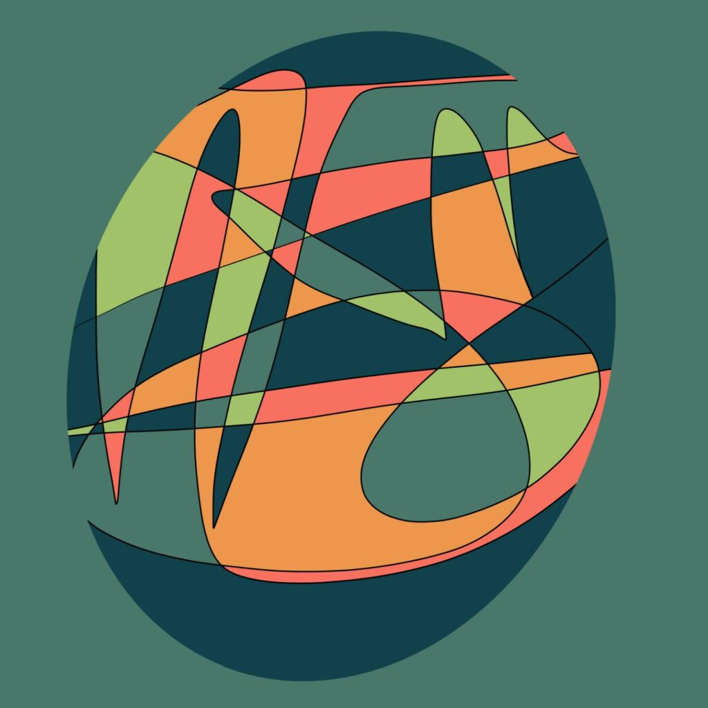 In kleur uitgebalanceerde abstracte digitale tekening, decoratief kunstwerk