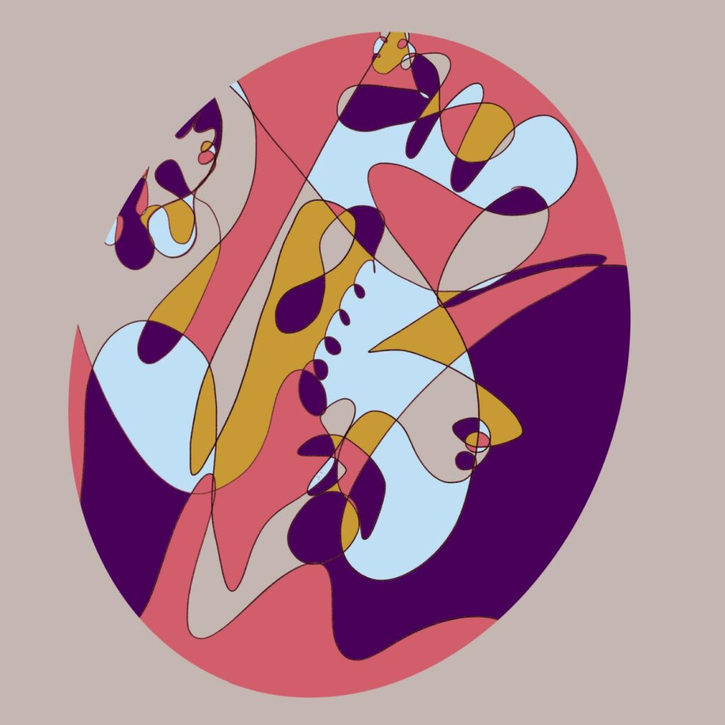 In kleur uitgebalanceerde abstracte digitale tekening, decoratief kunstwerk
