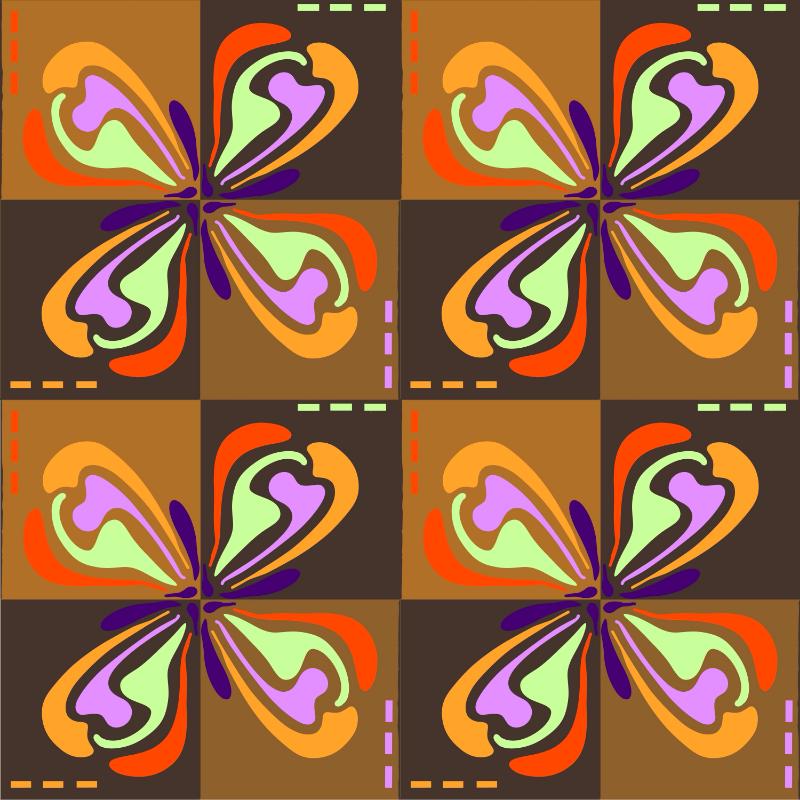 Kleurrijke symmetrisch patroon van abstracte bloemen in digitale stijl