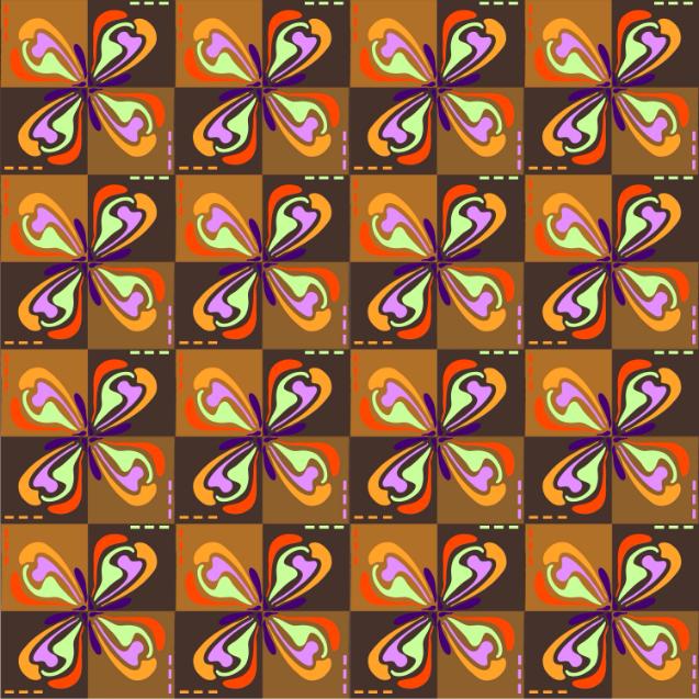 Kleurrijke symmetrisch patroon van abstracte bloemen in digitale stijl