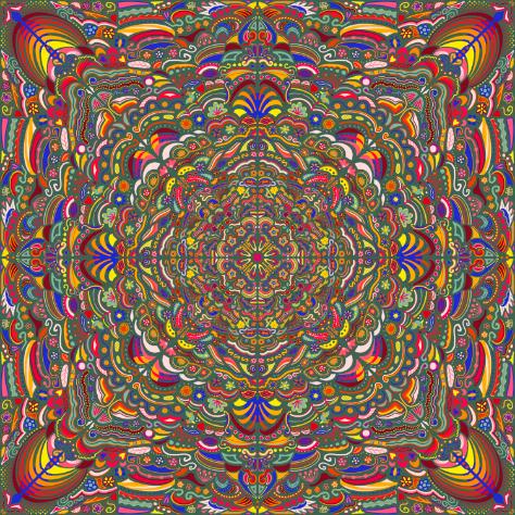 Kleurrijke symmetrische mandala in digitale stijl