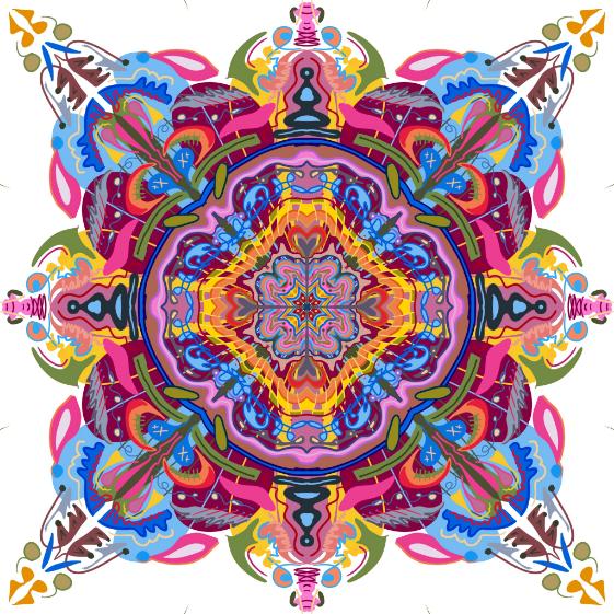 Kleurrijke mandala van tuturtles, digitale en gedetailleerde tekening