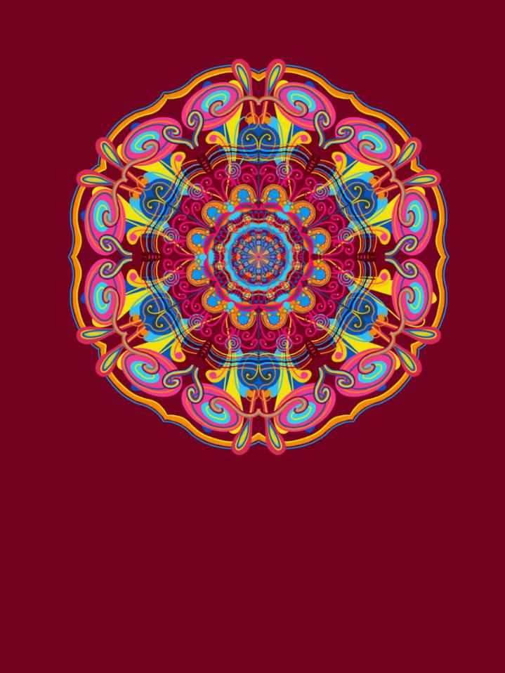 Kleurrijke symmetrische mandala in digitale stijl