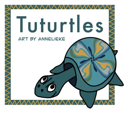 logo van tuturtles, schilpad, art by annelieke